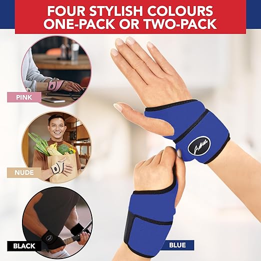 Doctor Developed Wrist Brace - Wrist wrap for Carpal Tunnel Arthritis,Tendonitis, Hand Support - Ideal for Fitness, Weightlifting - Handbook included (Blue, 2 Pack)