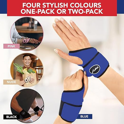 Doctor Developed Wrist Brace - Wrist wrap for Carpal Tunnel Arthritis,Tendonitis, Hand Support - Ideal for Fitness, Weightlifting - Handbook included (Blue, 2 Pack)