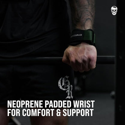 Gymreapers Weight Lifting Grips (Pair) for Heavy Powerlifting, Deadlifts, Rows, Pull Ups, with Neoprene Padded Wrist Wraps Support and Strong Rubber Gloves or Straps for Bodybuilding