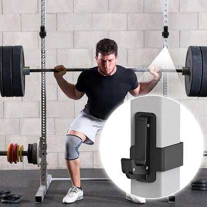 SELEWARE Solid Steel J Hooks for 2" x 2" or 3" x 3" Tube Power Cage with 1" or 5/8" Hole Squat Rack Attachment, J-Hook Barbell Holder for Power Rack, Set of 2