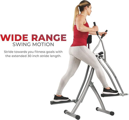 Sunny Health & Fitness Smart Air Walker Elliptical, Low-Impact 30-Inch Stride Home Glider Machine, Senior Cross Trainer for Indoor Cardio Exercise, Free SunnyFit App Bluetooth Connection- SF-E902SMART