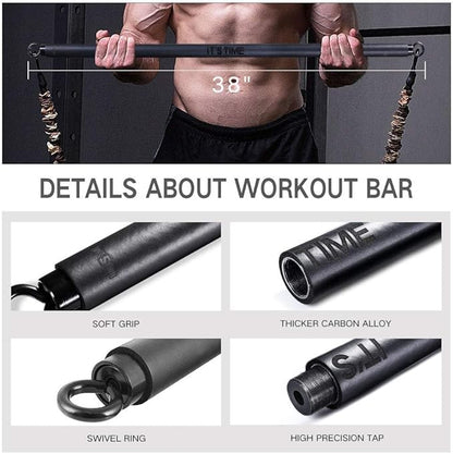 INNSTAR Home Gym Workout bar 38" Black Max 800lb for (Black-38'')