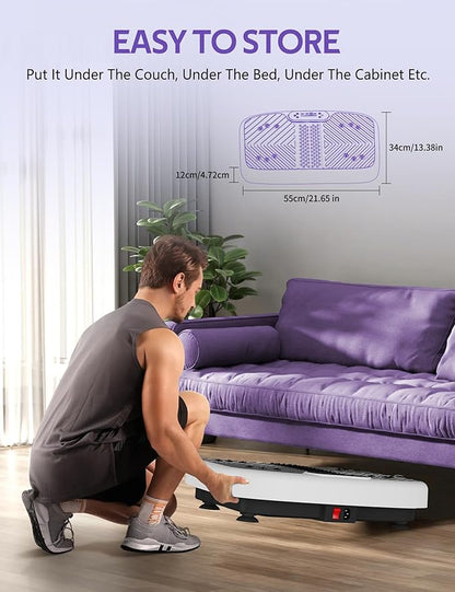 Vibration Plate Exercise Machine, Arvnka Power Waver Vibration Plate for Lymphatic Drainage,Vibrating Plate Machine with Resistance Bands & Remote for Weight Loss for Women Men,Home Exercise Equipment