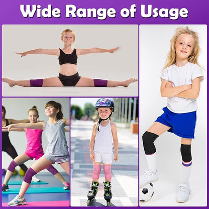 Hungdao 3 Pairs Kids Knee Brace Breathable Flexible Elastic Knee Sleeves for Kids Girls Volleyball Basketball Dance Skating(Medium)