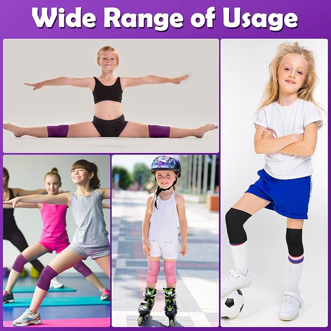 Hungdao 3 Pairs Kids Knee Brace Breathable Flexible Elastic Knee Sleeves for Kids Girls Volleyball Basketball Dance Skating(Small)
