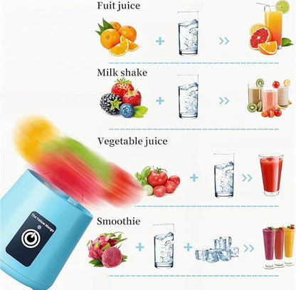 Portable Blender,Mini 6-blade Mixer for Smoothie,Milkshake, Juice, Mobile Hand juicer With USB Rechargeable For Travel, office, picnic, fitness (Blue)