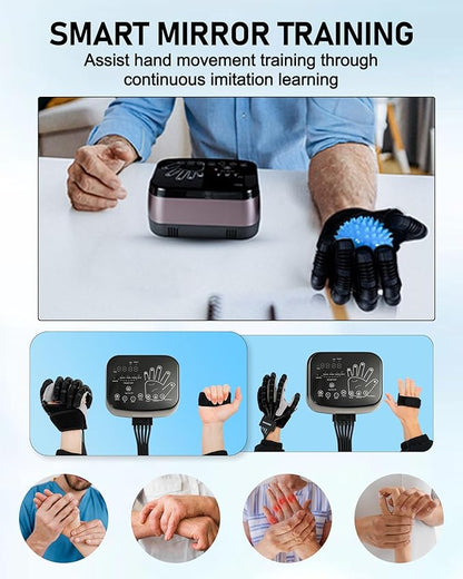 Rehabilitation Robot Gloves, Stroke Hand Therapy Equipment, Upgrade Heated Rehabilitation Gloves, Hand and Fingers Strength Training Device for Hemiplegia Stroke Arthritis Patients