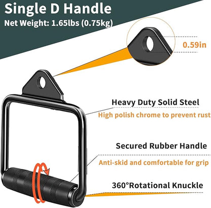 Solid Steel Cable Machine Accessories for Home Gym, Triceps Pull Down Attachment, Cable Attachments for Gym, LAT Pull Down Attachment Weight Fitness
