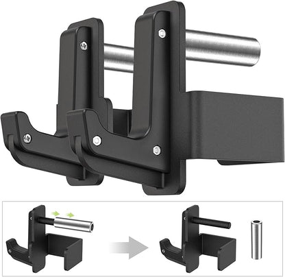 SELEWARE Solid Steel J Hooks for 2" x 2" or 3" x 3" Tube Power Cage with 1" or 5/8" Hole Squat Rack Attachment, J-Hook Barbell Holder for Power Rack, Set of 2
