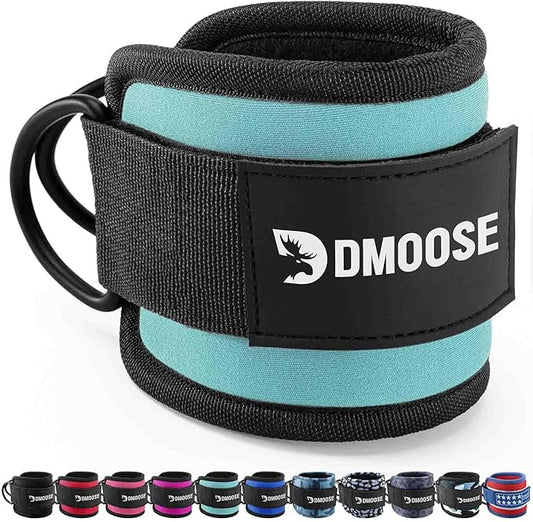 DMoose Fitness Ankle Straps for Cable Machines - One Size Fit with Premium Padding, Glute Kickback Ankle Strap for Women & Men, Cable Attachments for Gym, Booty Workouts, Leg Extension & Hip Abductors