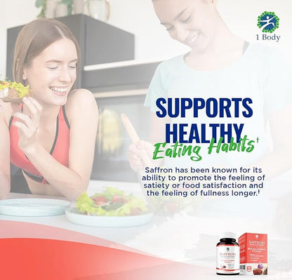 1 Body Saffron Extract 8825 – Antioxidant & Mood Support Saffron Supplement – 88.5 mg of Pure Safranal per Vegetarian Capsule