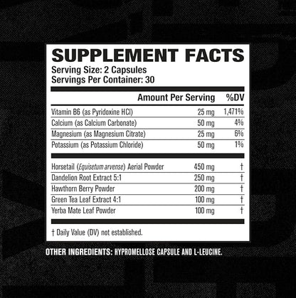 Jacked Factory Dry-XT Diuretic Water Pills - Natural Supplement | Reduces Water Retention & Bloating | Dandelion Root Extract, Potassium, 7 More Powerful Ingredients - 60 Veggie Capsules