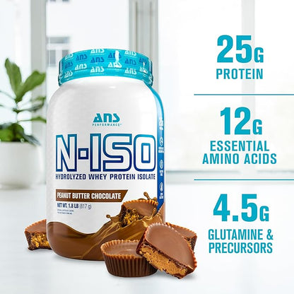 100% Pure Hydrolyzed Whey Isolate Protein + BCAAs - 25g of Protein - Peanut Free, Gluten Free, Zero Lactose (Peanut Butter Chocolate, 1.8 lb)