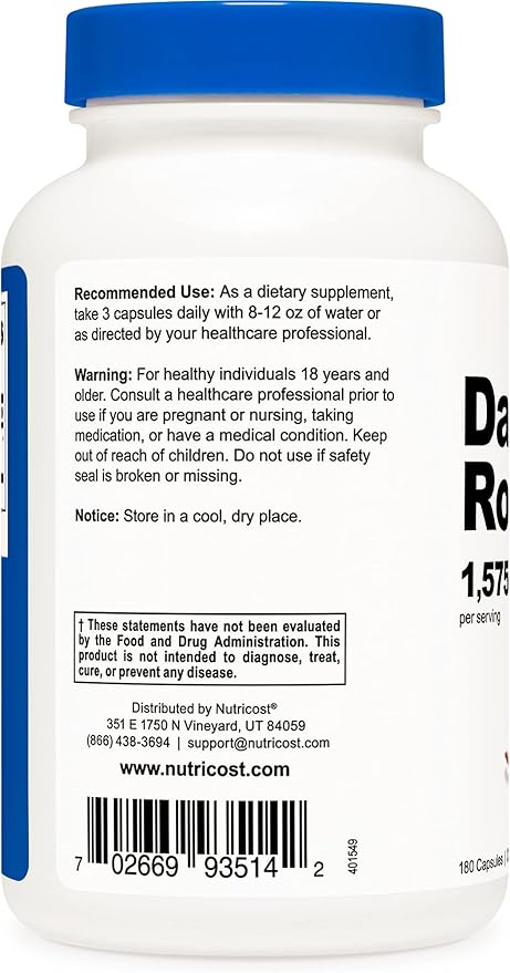 Nutricost Dandelion Root 525mg, 180 Capsules (3 Bottles) - 1575mg Serving, Non-GMO, Gluten Free