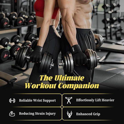 Weight Lifting Gloves with Wrist Support, Gym Workout Gloves for Men Women, Full Palm 6mm Padded & Grip, Exercise Wrist Wraps for Weightlifting, Fitness, Strength Training