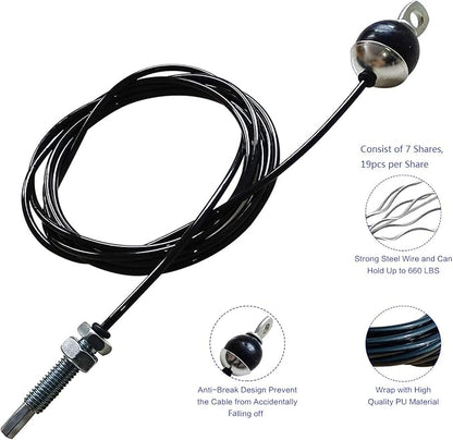 KORIKAHM Fitness Pulley Cable 118/157 / 197/236 Inch, LAT Pulldown Cable Replacement Gym Thick 6mm for Pulley System Cable Machine Accessories, PU Coating Steel Wire Rope with Stopper Ball