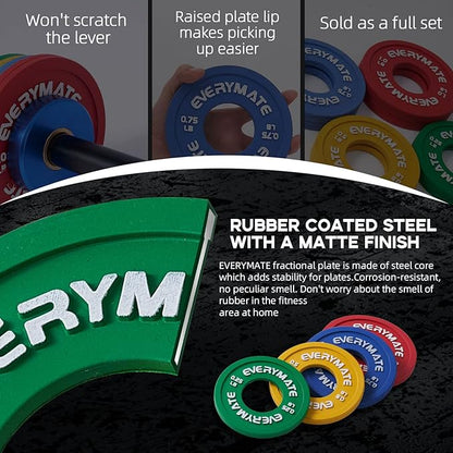Rubber Fractional Weight Plates Set of 8 Micro 0.25LB 0.5LB 0.5LB 0.75LB 0.75LB 1 1 LB