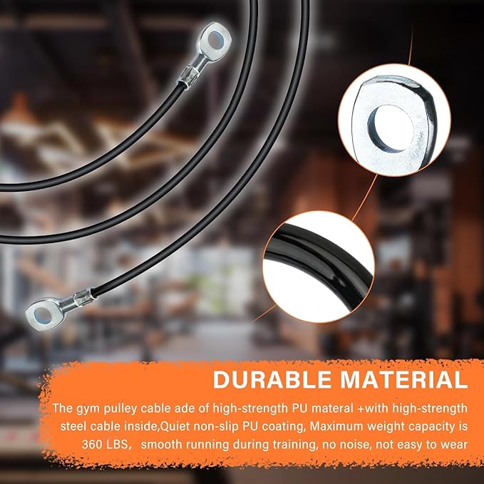 Fitness Cable Compatible with All Total Gym Models 1000, 1500, 2000, 3000, XLS,Fitness Pulley Cable,Workout Cable, Exercise Cable Steel Wire Rope for Cable Machine Home Gym