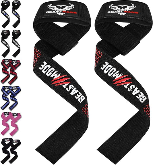 BEAST RAGE Lifting Straps for Weightlifting, Weight Lifting Straps Gym Power Workouts Lifting Wrist Straps Padded Cotton Men Women Support Lifters Deadlift Straps Hard Pull Exercise Straps