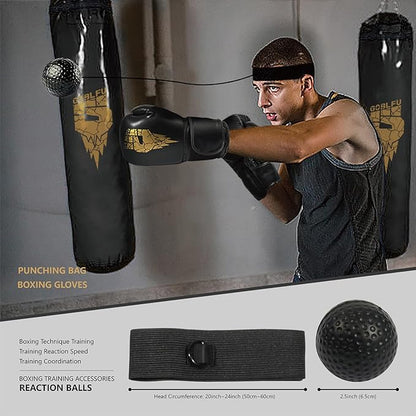 Hanging Punching Bag for Adults, 4ft PU Heavy Unfilled Boxing Bag Set with 10OZ Boxing Gloves for Kickboxing Boxing Karate Home Gym
