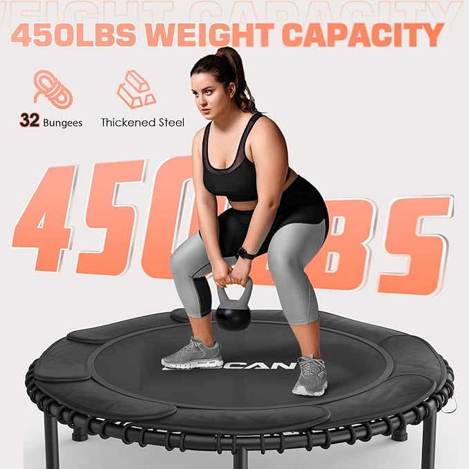 BCAN 450/550 LBS Foldable Mini Trampoline 40"/48"/50" Fitness