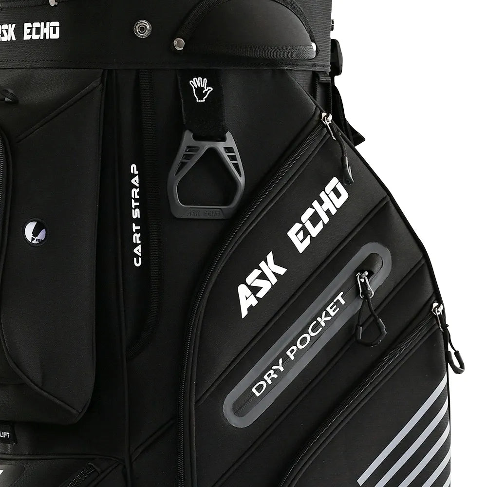 ASK ECHO 2024 T-Lock Golf Cart Bag with 14 Way Organizer Divider Top, Premium Cart Bag with Handles and Rain Cover, for Men