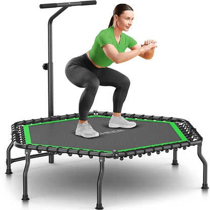 ANCHEER 50" Rebounder Trampoline for Adults With Bar, 550 LBS Mini Trampoline Quiet Exercise Bungee Jumping Cardio Trainer Workout