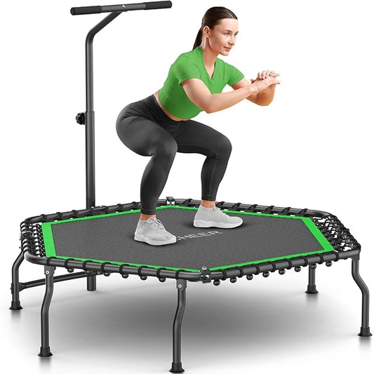 ANCHEER 50" Rebounder Trampoline for Adults With Bar, 550 LBS Mini Trampoline Quiet Exercise Bungee Jumping Cardio Trainer Workout