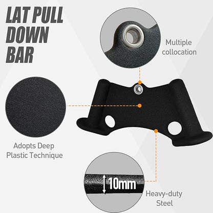 Home Gym Fitness Rowing T-bar V-bar Pulley Cable Machine Attachments, Bicep Curl Tricep Lat pulldown Bar Back Strength Training Handle Grips Lat Pull Down Bar Press Down Exercises