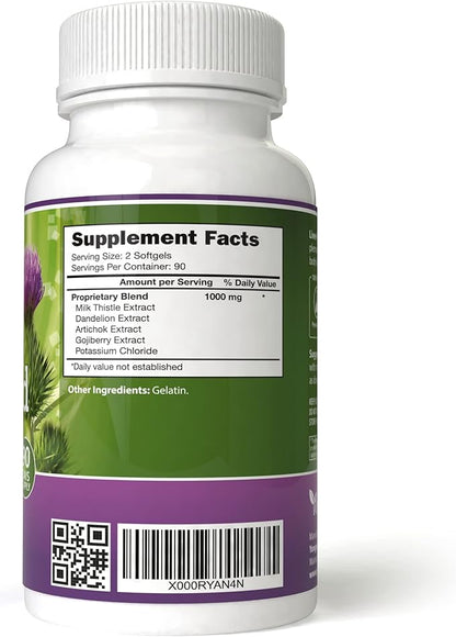 Liver Kidney Aid, Herbal Based Ingredients Supports Liver and Kidney Health, 90 Days Supply (180 Softgels)