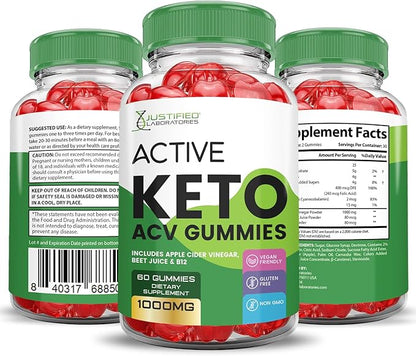 (2 Pack) Active Keto ACV Gummies Advanced Formula 1000MG ActiveKeto Keto Gummies Apple Cider Vinegar Formulated with Pomegranate Beet Juice Powder B12 Vegan Non GMO 120 Gummys