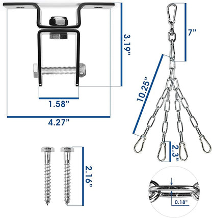 Yes4All Punching Bag Hangers, Swing Hanger For Punching Bag - Heavy Bag Hanger - Bag Chain For Boxing Stand - Indoor Outdoor Hanging, 360 Rotate Swivel,2 Screws, Heavy Bag Chain and Swivel