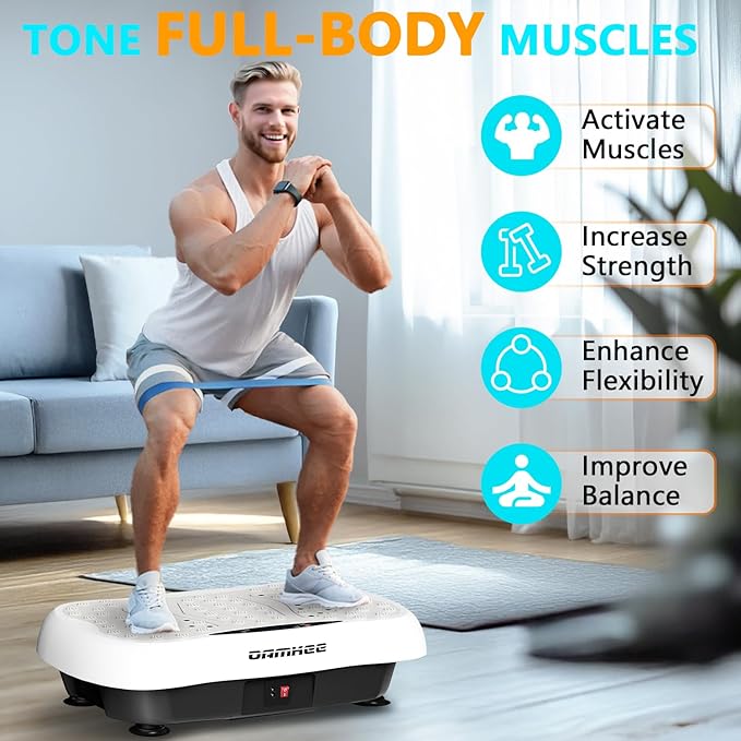Vibration Plate Exercise Machine, Vibration Plateform for Lymphatic Drainage, Whole Body Workout Vibrate Fitness Board for Weight Loss Shaping Toning, Home Gym Equipment