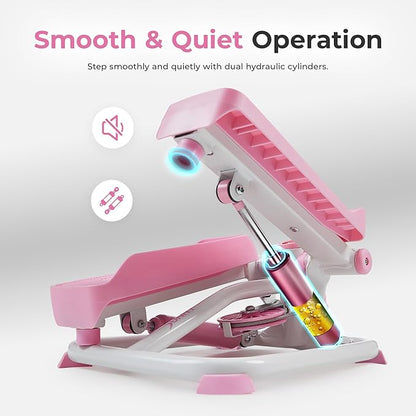 Sunny Health & Fitness Mini Stepper for Exercise at Home, Stair Step Workout Machine with Resistance Band, Fullbody Cardio, Upgraded Over 300lb Weight Capacity, Optional Free SunnyFit App Connection