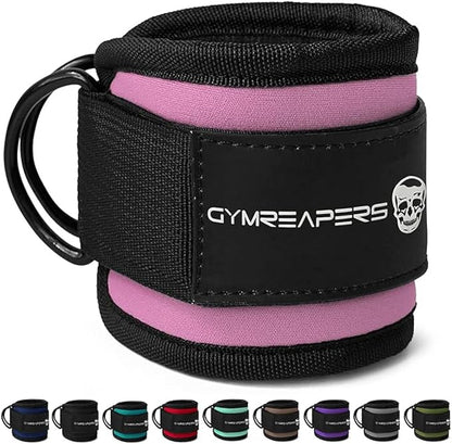 Gymreapers Ankle Straps (Pair) For Cable Machine Kickbacks, Glute Workouts, Lower Body Exercises - Adjustable Leg Straps with Neoprene Padding