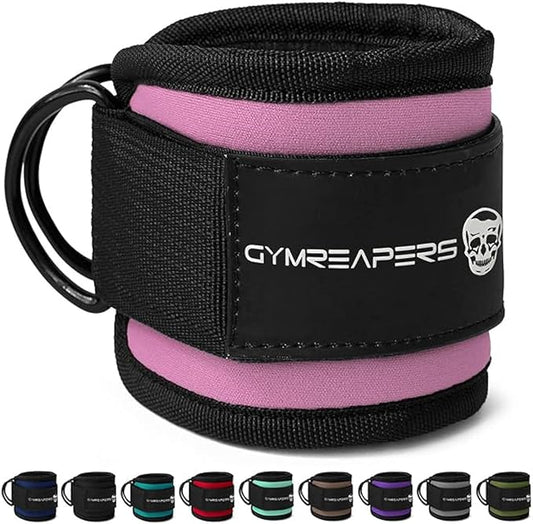 Gymreapers Ankle Straps (Pair) For Cable Machine Kickbacks, Glute Workouts, Lower Body Exercises - Adjustable Leg Straps with Neoprene Padding