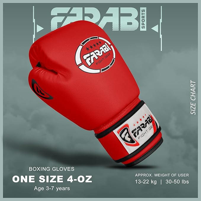 Farabi Sports Kids Boxing Gloves 4, 6, 8-oz Boxing Gloves for Kids Junior Boxing Gloves Youth Boxing Gloves Boys and Girls Boxing Training Gloves for MMA Muay Thai & Punching Bag