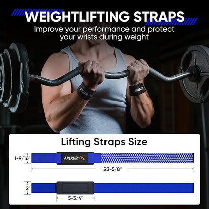 APEXUP Weight Lifting Straps for Weightlifting, Lifting Wrist Straps Gym, Deadlift Straps, Anti Slip Silicone and Neoprene Padded Weightlifting Straps Men Women Powerlifting, Strength Training