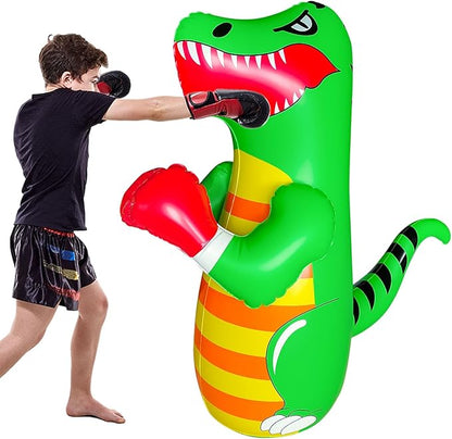 47" Punching Bag for Kids 3-8 Toddler Boxing Bag Inflatable Dinosaur Bopper Birthday Presents for Boys & Girls Sports Toys Outdoor Activities Yard Games
