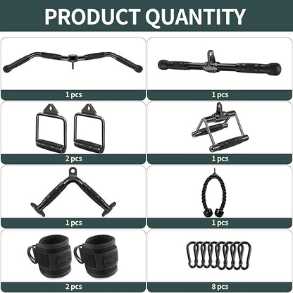 Solid Steel Cable Machine Accessories for Home Gym, Triceps Pull Down Attachment, Cable Attachments for Gym, LAT Pull Down Attachment Weight Fitness