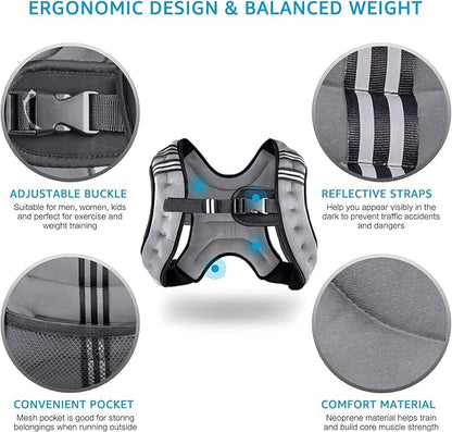 Weighted Vest Weight Vest for Men Women Kids Weights Included, Body Weight Vests Adjustable for Running, Training Workout, Jogging, Walking