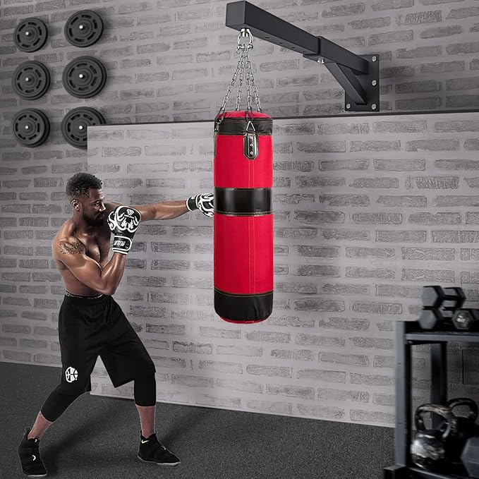 SELEWARE Wall Mount Heavy Bag Hanger Heavy Duty Punching Bag Hanger Adjustable Boxing Bag Bracket for Home Gym Indoor Outdoor Boxing, Muay Thai and MMA Training