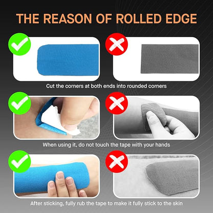 OK TAPE Regular Kinesiology Tape (4 Pack), Original Cotton Athletic Tape for Support Muscle Joint Knee, Sports Waterproof Tape Uncut Strips Latex Free, Hypoallergenic, 2in×16.4ft - Blue