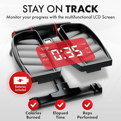 Stair Stepper with Resistance Bands - Twist Stepper Machine with LCD Display, Anti Slip Pedals - Hip Butt Leg Workout Equipment for Women & Men, Cardio Steppers for Exercise at Home, Office
