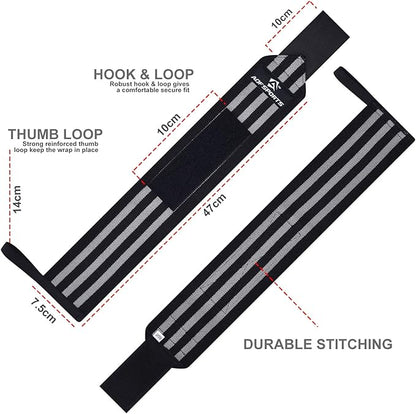 Wrist Wraps for Weightlifting - USPA & IPL Approved 18" Gym Wrist Support with Thumb Loop - Heavy Duty Lifting Wrist Straps for Fitness, Workout, Powerlifting, & Bodybuilding (Pair)