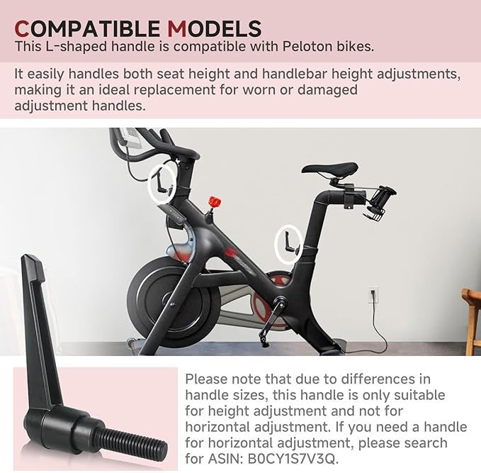 Exercise Bike Seat and Handlebar Height Adjustment Handle Replacement Part - Compatible with Peloton Bikes, Adjustable Alloy L-Shaped Handle Accessory for Seat and Handlebar Height Adjustment