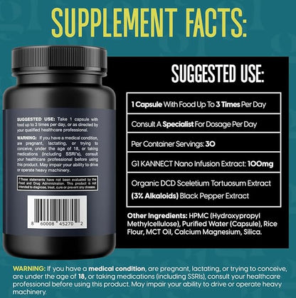 Kannect Capsules with 3% Kanna Alkaloid| Elevates Mood, Boosts Energy Levels, Enhances Mental Clarity | Sceletium Tortuosum Daily Supplements for Men & Women (30 Count)