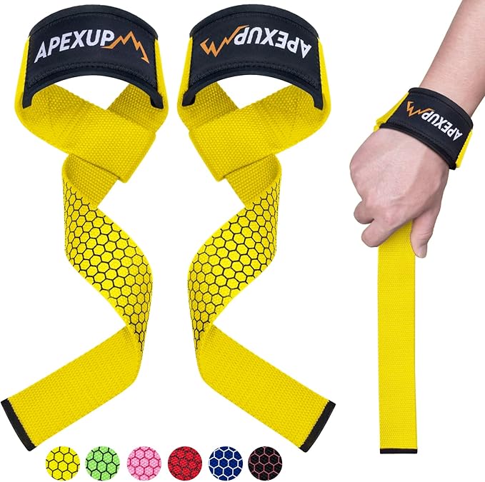 APEXUP Weight Lifting Straps for Weightlifting, Lifting Wrist Straps Gym, Deadlift Straps, Anti Slip Silicone and Neoprene Padded Weightlifting Straps Men Women Powerlifting, Strength Training