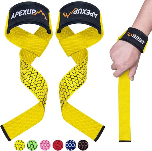 APEXUP Weight Lifting Straps for Weightlifting, Lifting Wrist Straps Gym, Deadlift Straps, Anti Slip Silicone and Neoprene Padded Weightlifting Straps Men Women Powerlifting, Strength Training