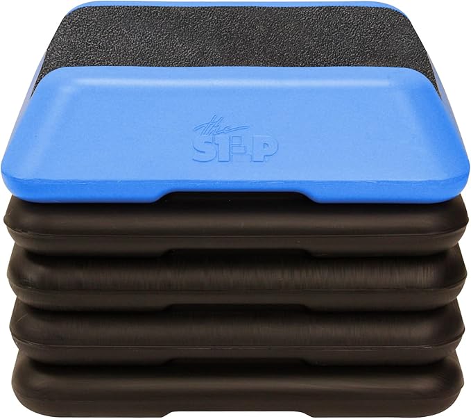 The Step Adjustable High Step Aerobic Platform 4 Risers,